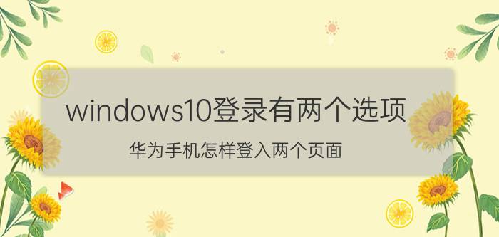 windows10登录有两个选项 华为手机怎样登入两个页面？